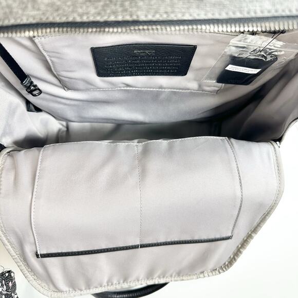 TUMI Varek Hudson Leather Backpack In Gray Black Textured Material - Picture 8 of 13